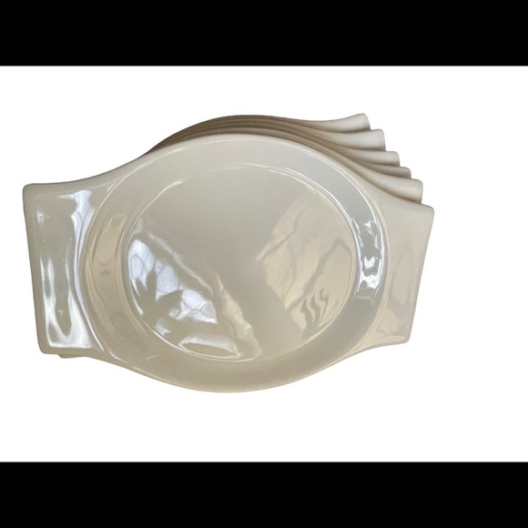 Crate & Barrel white porcelain handled appetizer plates-six - Picture 6 of 7